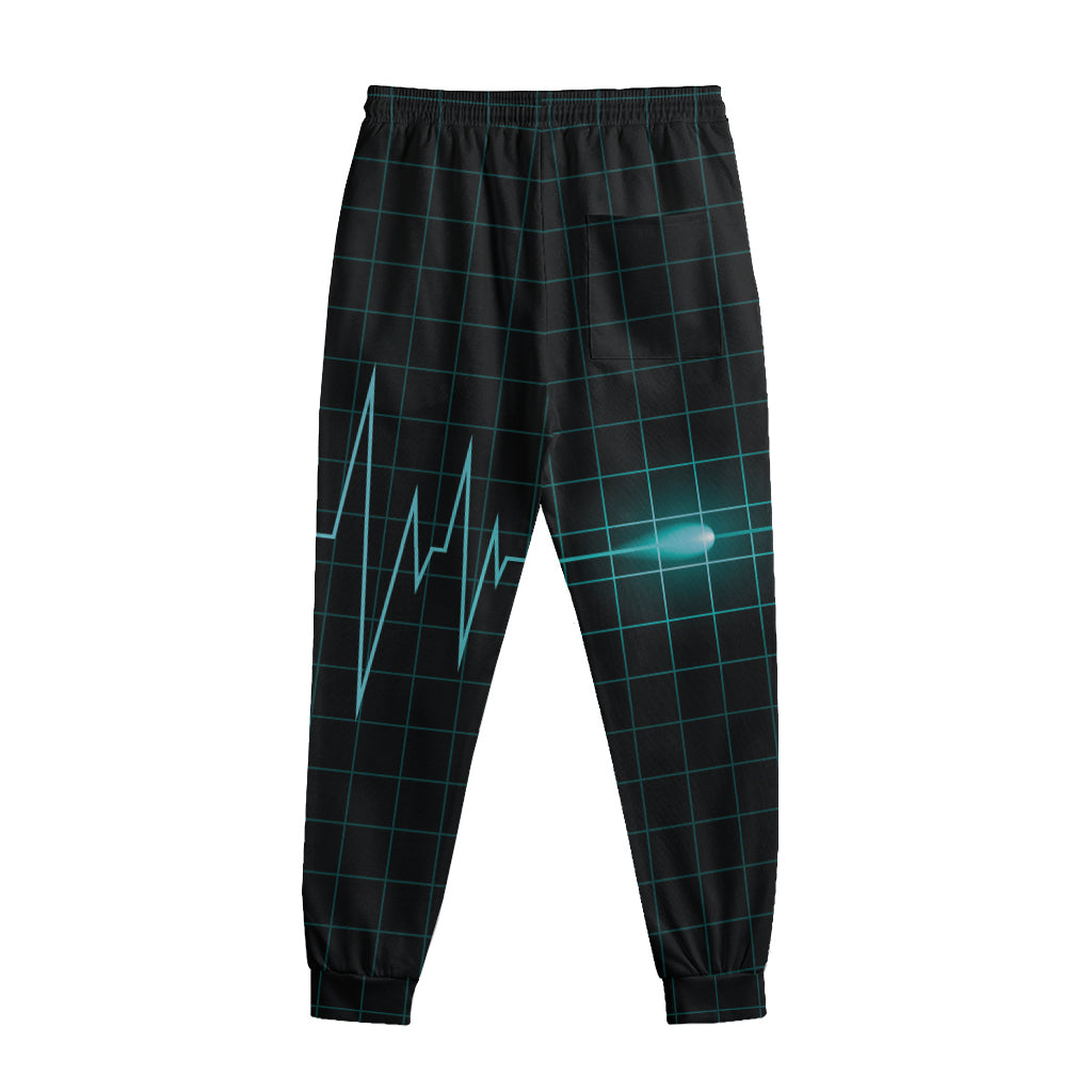 Teal Heartbeat Print Sweatpants