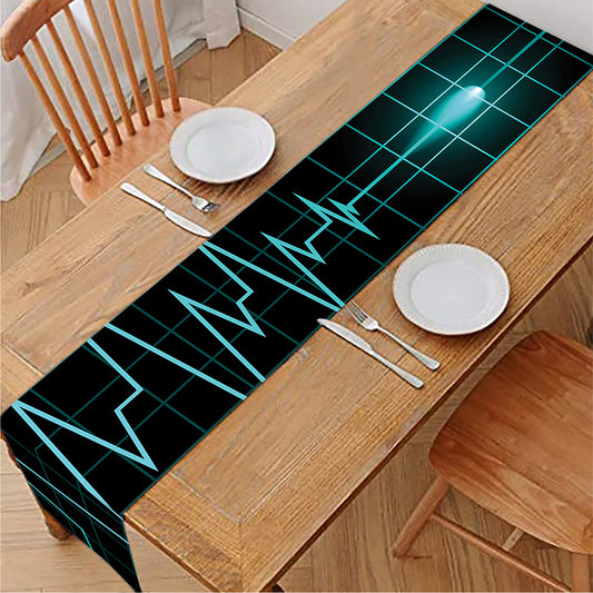 Teal Heartbeat Print Table Runner