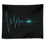 Teal Heartbeat Print Tapestry