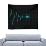 Teal Heartbeat Print Tapestry
