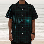Teal Heartbeat Print Textured Short Sleeve Shirt