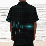 Teal Heartbeat Print Textured Short Sleeve Shirt