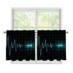 Teal Heartbeat Print Tier Curtains