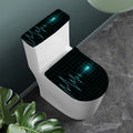 Teal Heartbeat Print Toilet Lid And Tank Cover Set