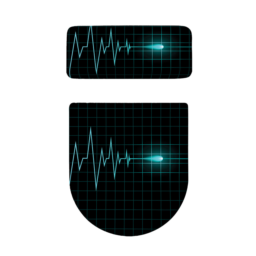 Teal Heartbeat Print Toilet Lid And Tank Cover Set