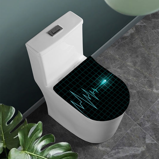 Teal Heartbeat Print Toilet Lid Cover