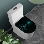 Teal Heartbeat Print Toilet Lid Cover