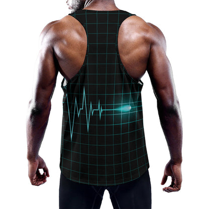 Teal Heartbeat Print Training Tank Top