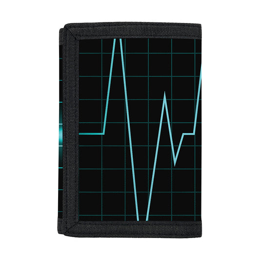 Teal Heartbeat Print Trifold Wallet