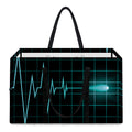 Teal Heartbeat Print Utility Tote Bag