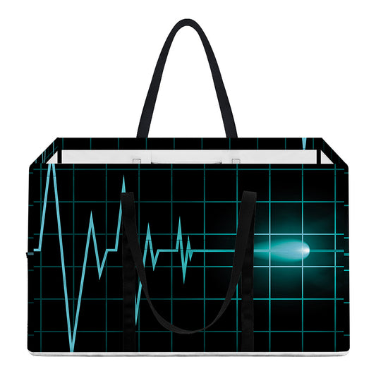 Teal Heartbeat Print Utility Tote Bag