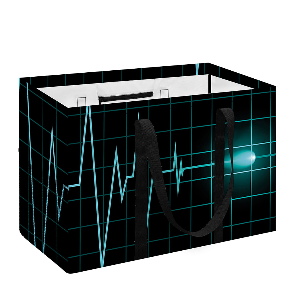 Teal Heartbeat Print Utility Tote Bag