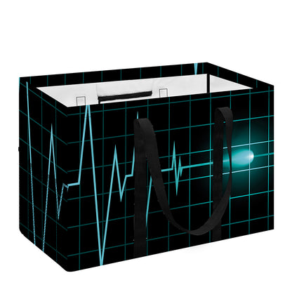 Teal Heartbeat Print Utility Tote Bag
