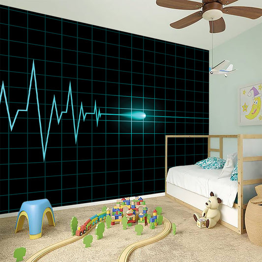 Teal Heartbeat Print Wall Sticker