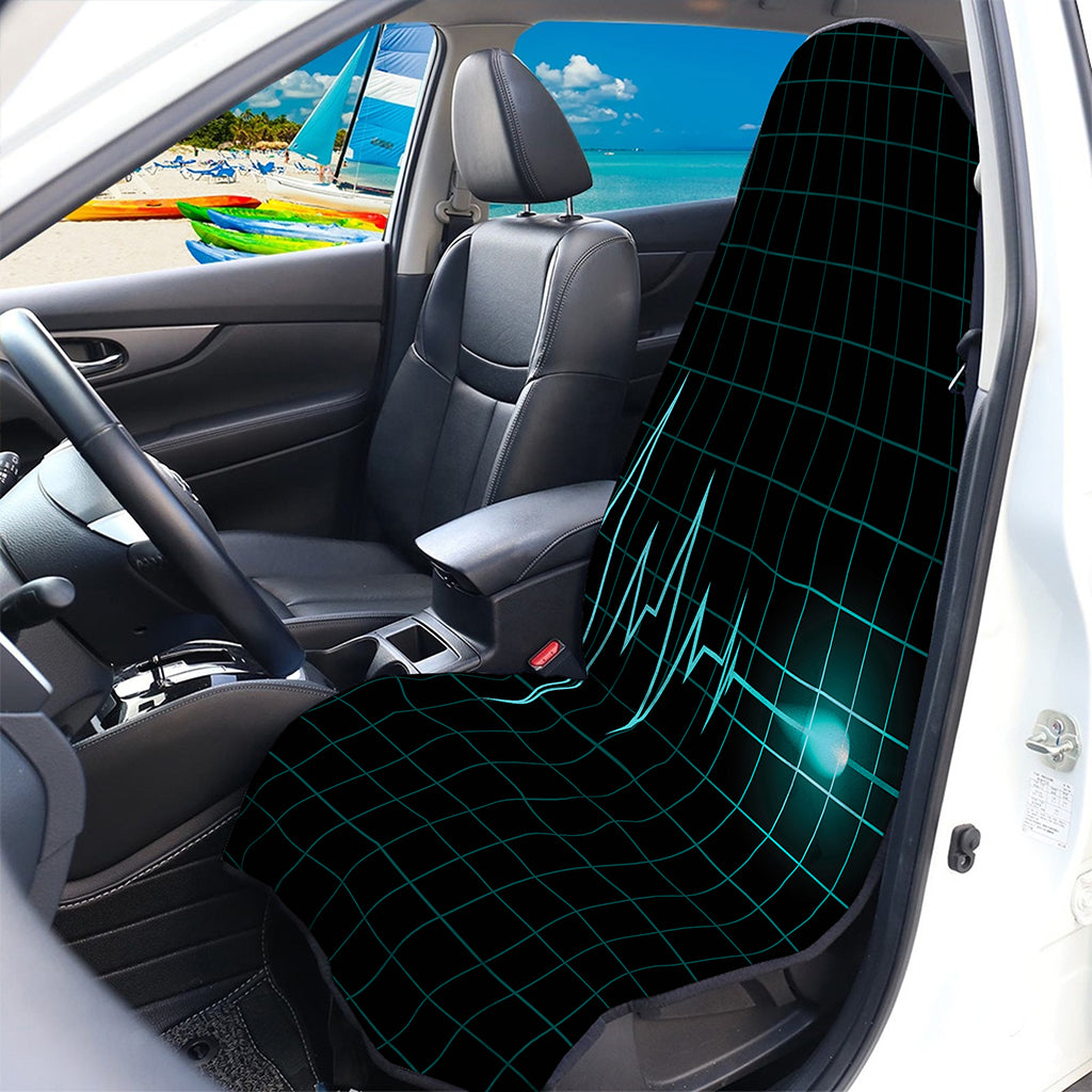 Teal Heartbeat Print Waterproof Car Seat Cover