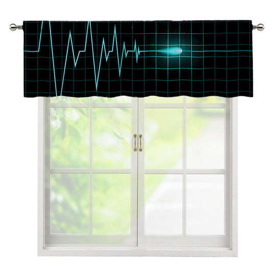 Teal Heartbeat Print Window Valance