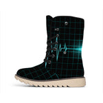 Teal Heartbeat Print Winter Boots