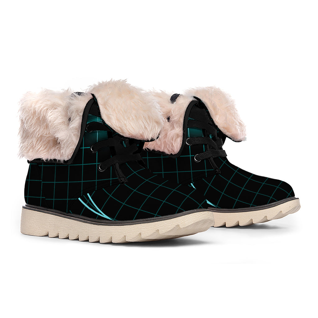 Teal Heartbeat Print Winter Boots