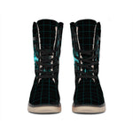Teal Heartbeat Print Winter Boots