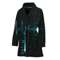 Teal Heartbeat Print Women's Bathrobe