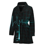 Teal Heartbeat Print Women's Bathrobe