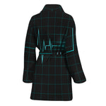 Teal Heartbeat Print Women's Bathrobe