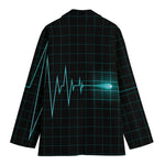 Teal Heartbeat Print Women's Cotton Blazer