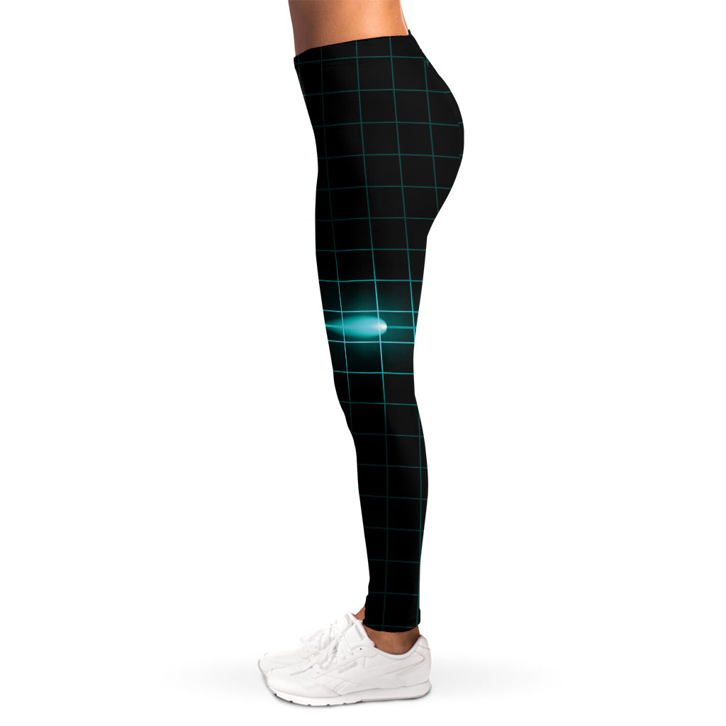Teal Heartbeat Print Women's Leggings