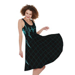 Teal Heartbeat Print Women's Sleeveless Dress