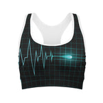 Teal Heartbeat Print Women's Sports Bra