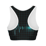 Teal Heartbeat Print Women's Sports Bra