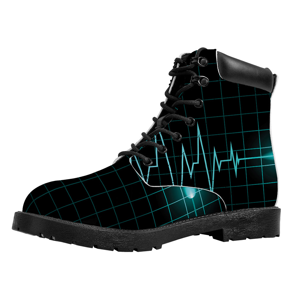Teal Heartbeat Print Work Boots