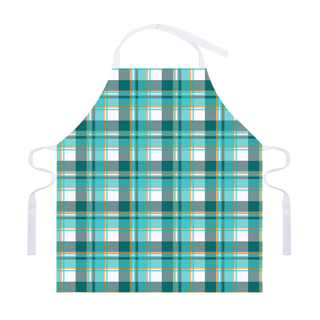 Teal Madras Pattern Print Adjustable Apron