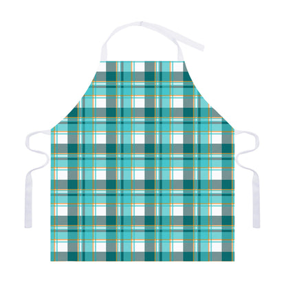Teal Madras Pattern Print Adjustable Apron