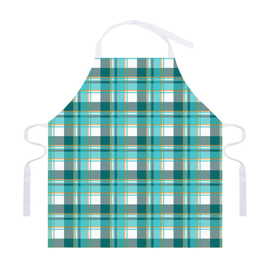 Teal Madras Pattern Print Adjustable Apron