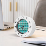 Teal Madras Pattern Print Alarm Clock