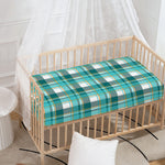 Teal Madras Pattern Print Baby Crib Sheet