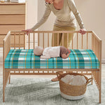 Teal Madras Pattern Print Baby Crib Sheet