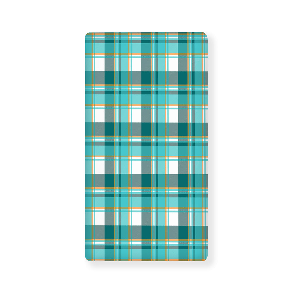 Teal Madras Pattern Print Baby Crib Sheet