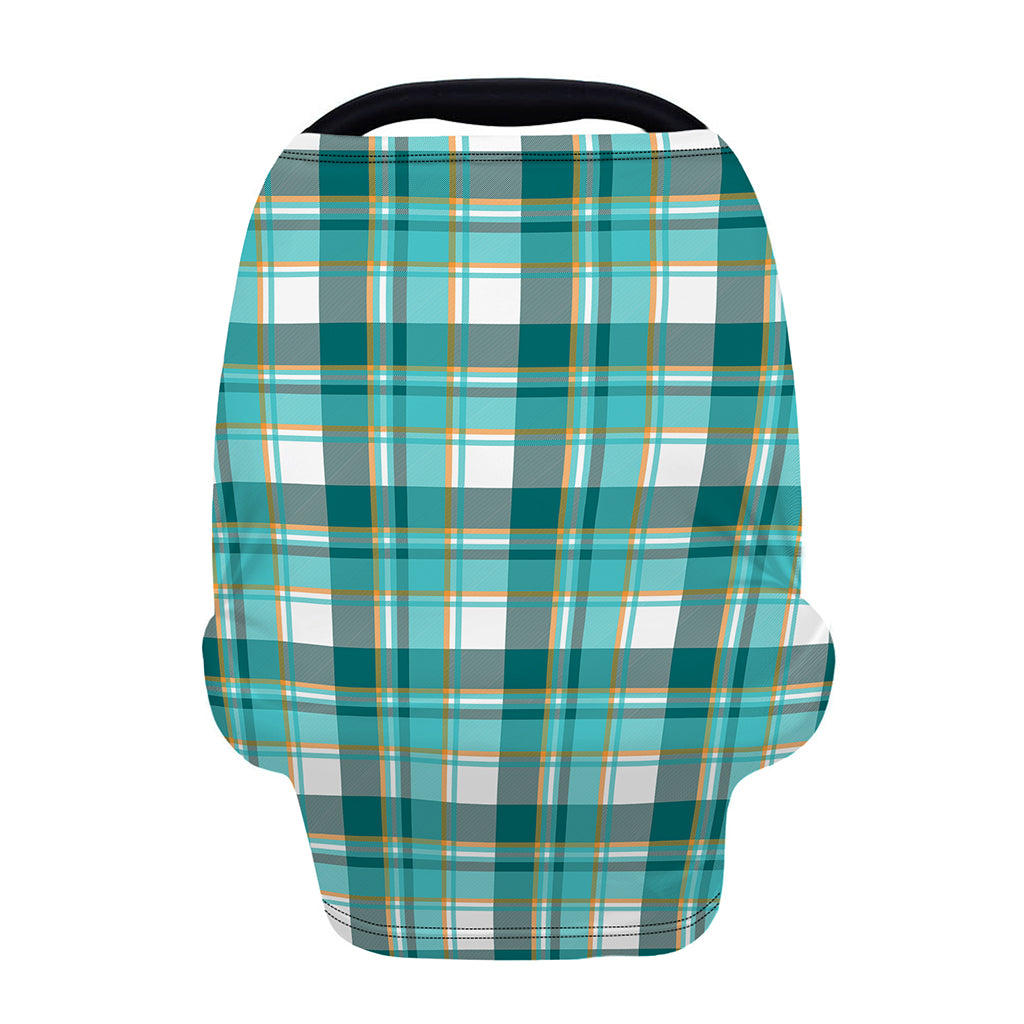 Teal Madras Pattern Print Baby Seat Cover