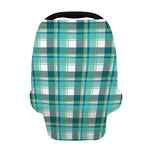 Teal Madras Pattern Print Baby Seat Cover