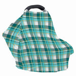 Teal Madras Pattern Print Baby Seat Cover