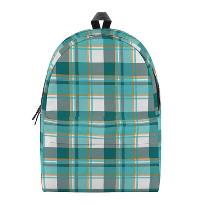 Teal Madras Pattern Print Backpack