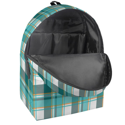 Teal Madras Pattern Print Backpack