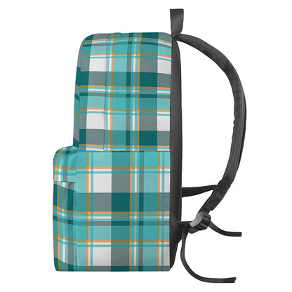 Teal Madras Pattern Print Backpack
