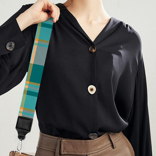 Teal Madras Pattern Print Bag Strap