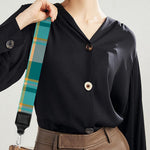 Teal Madras Pattern Print Bag Strap