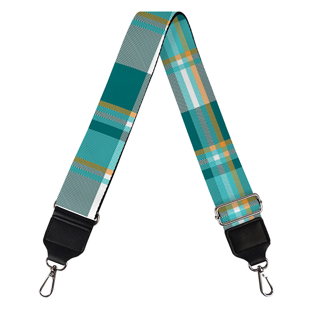 Teal Madras Pattern Print Bag Strap