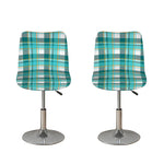Teal Madras Pattern Print Bar Stool Covers