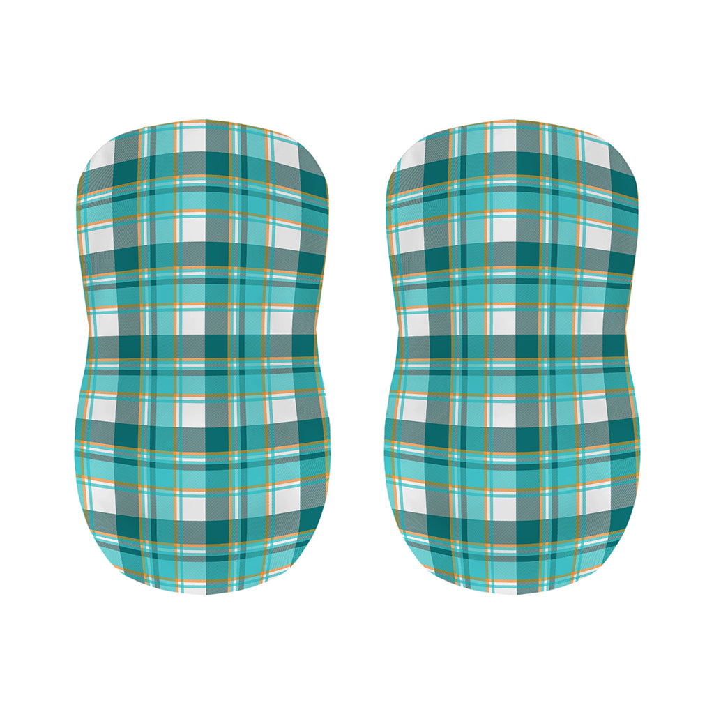 Teal Madras Pattern Print Bar Stool Covers